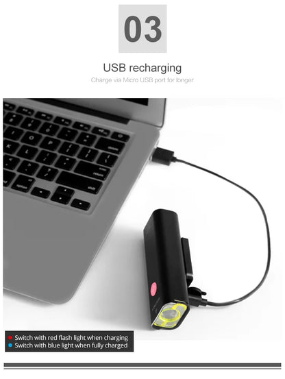 GACIRON 400-1800 Lumens Bicycle Front Light USB Rechargeable Cycling Headlight Flashlight MTB Road Bike Waterproof LED Head Lamp