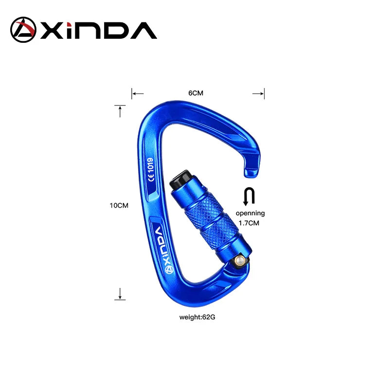 XINDA Rock Climbing Carabiner 25KN Safety D-Shape Buckle Auto Lock Spring-loaded Gate Aluminum Carabiner Outdoor Kits