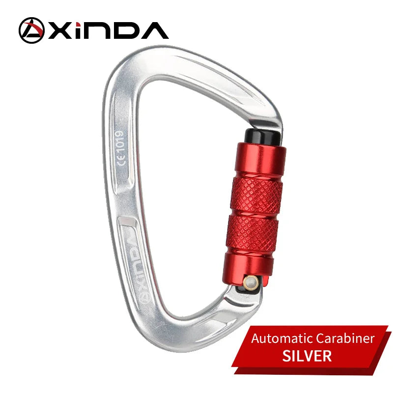 XINDA Rock Climbing Carabiner 25KN Safety D-Shape Buckle Auto Lock Spring-loaded Gate Aluminum Carabiner Outdoor Kits