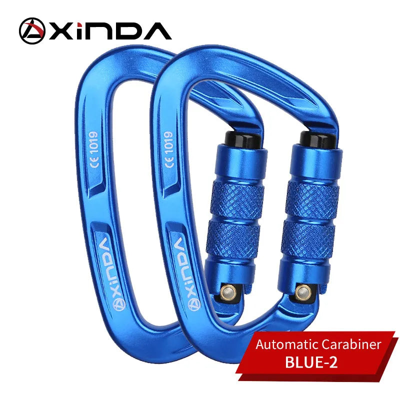 XINDA Rock Climbing Carabiner 25KN Safety D-Shape Buckle Auto Lock Spring-loaded Gate Aluminum Carabiner Outdoor Kits