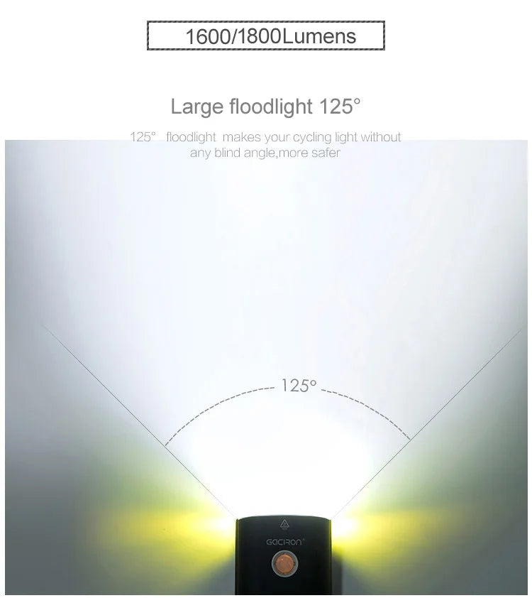 GACIRON 400-1800 Lumens Bicycle Front Light USB Rechargeable Cycling Headlight Flashlight MTB Road Bike Waterproof LED Head Lamp