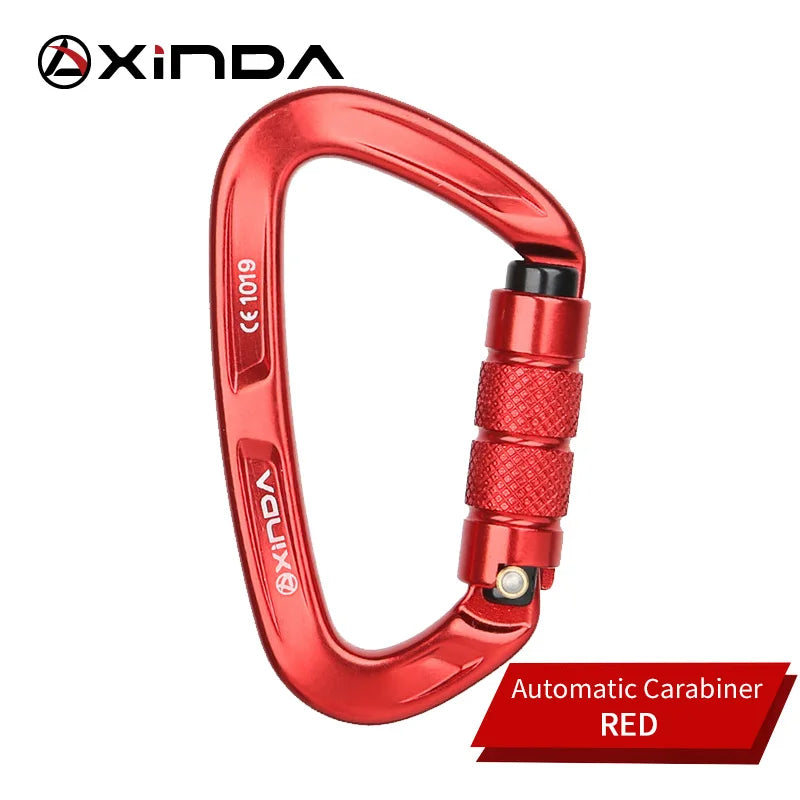 XINDA Rock Climbing Carabiner 25KN Safety D-Shape Buckle Auto Lock Spring-loaded Gate Aluminum Carabiner Outdoor Kits