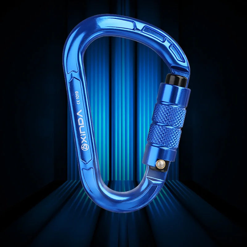 XINDA Rock Climbing Carabiner Pear-Shape Buckle 25KN Safety Auto Lock Spring-loaded Gate Aluminum H-Carabiner Outdoor Kits