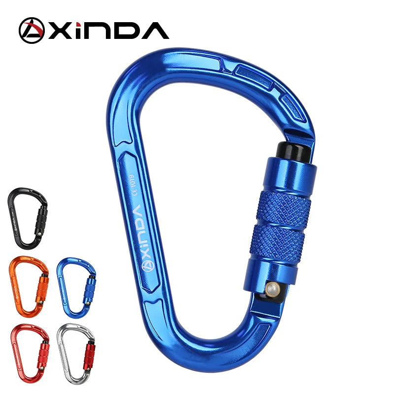 XINDA Rock Climbing Carabiner Pear-Shape Buckle 25KN Safety Auto Lock Spring-loaded Gate Aluminum H-Carabiner Outdoor Kits