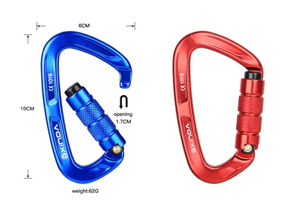 XINDA Rock Climbing Carabiner 25KN Safety D-Shape Buckle Auto Lock Spring-loaded Gate Aluminum Carabiner Outdoor Kits