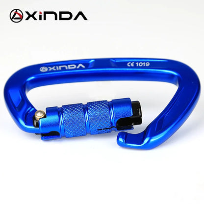 XINDA Rock Climbing Carabiner 25KN Safety D-Shape Buckle Auto Lock Spring-loaded Gate Aluminum Carabiner Outdoor Kits