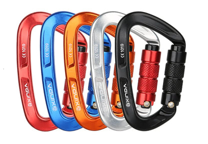 XINDA Rock Climbing Carabiner 25KN Safety D-Shape Buckle Auto Lock Spring-loaded Gate Aluminum Carabiner Outdoor Kits