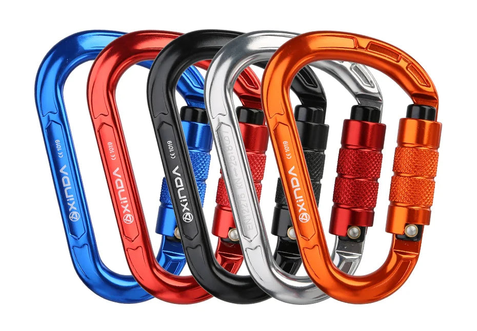 XINDA Rock Climbing Carabiner Pear-Shape Buckle 25KN Safety Auto Lock Spring-loaded Gate Aluminum H-Carabiner Outdoor Kits