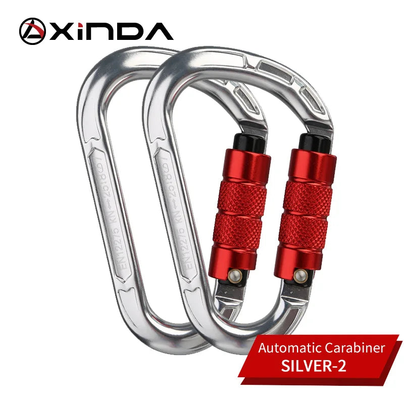 XINDA Rock Climbing Carabiner Pear-Shape Buckle 25KN Safety Auto Lock Spring-loaded Gate Aluminum H-Carabiner Outdoor Kits