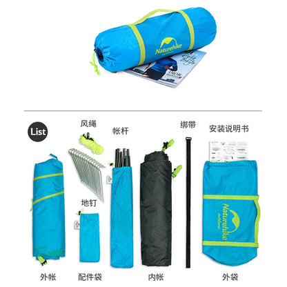Naturehike-Outdoor Camping Tent, 2, 3, 4 Person, Double Layer Waterproof Tent for Backpacking, Hiking, Car Camping