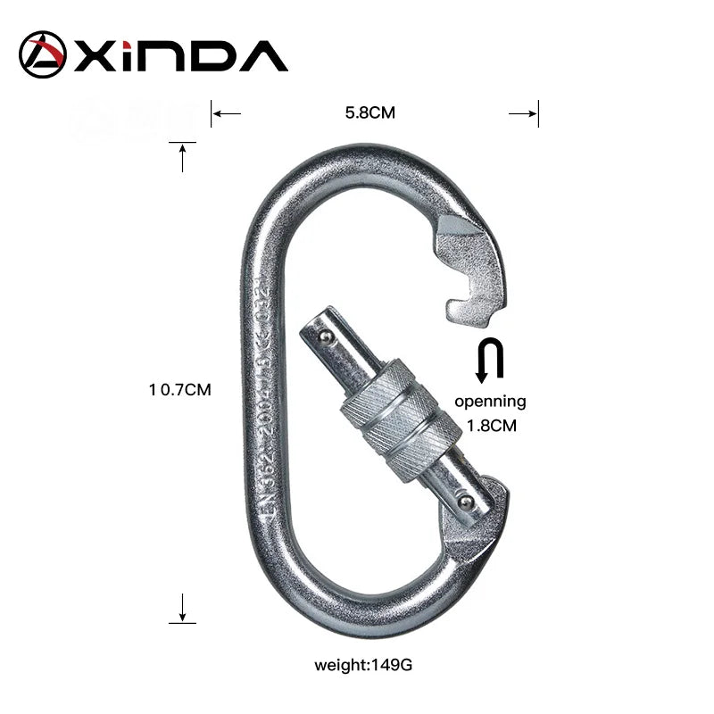 XINDA Professional Outdoor Rock Climbing  Tension Safety Supervivencia Lock Equipment Carabiner Camping Hiking Survival Kit