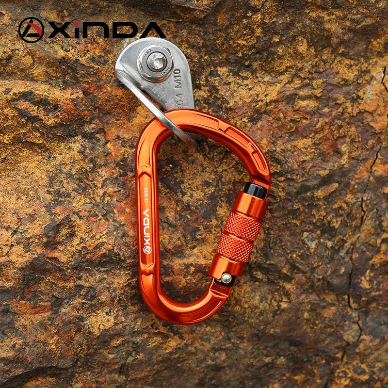 XINDA Rock Climbing Carabiner Pear-Shape Buckle 25KN Safety Auto Lock Spring-loaded Gate Aluminum H-Carabiner Outdoor Kits