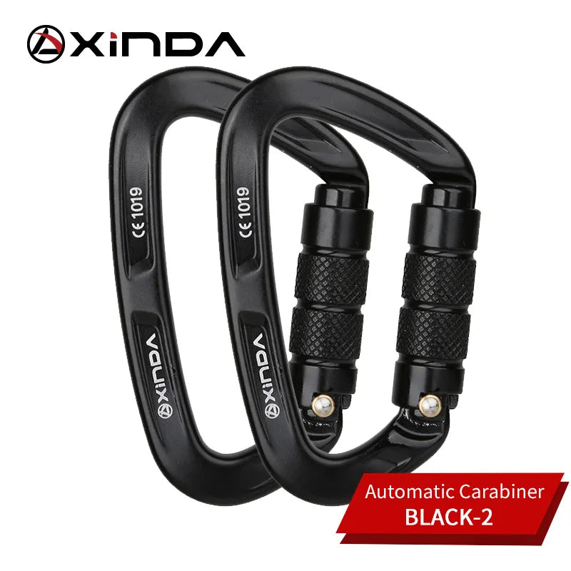 XINDA Rock Climbing Carabiner 25KN Safety D-Shape Buckle Auto Lock Spring-loaded Gate Aluminum Carabiner Outdoor Kits