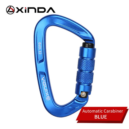 XINDA Rock Climbing Carabiner 25KN Safety D-Shape Buckle Auto Lock Spring-loaded Gate Aluminum Carabiner Outdoor Kits