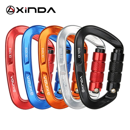 XINDA Rock Climbing Carabiner 25KN Safety D-Shape Buckle Auto Lock Spring-loaded Gate Aluminum Carabiner Outdoor Kits
