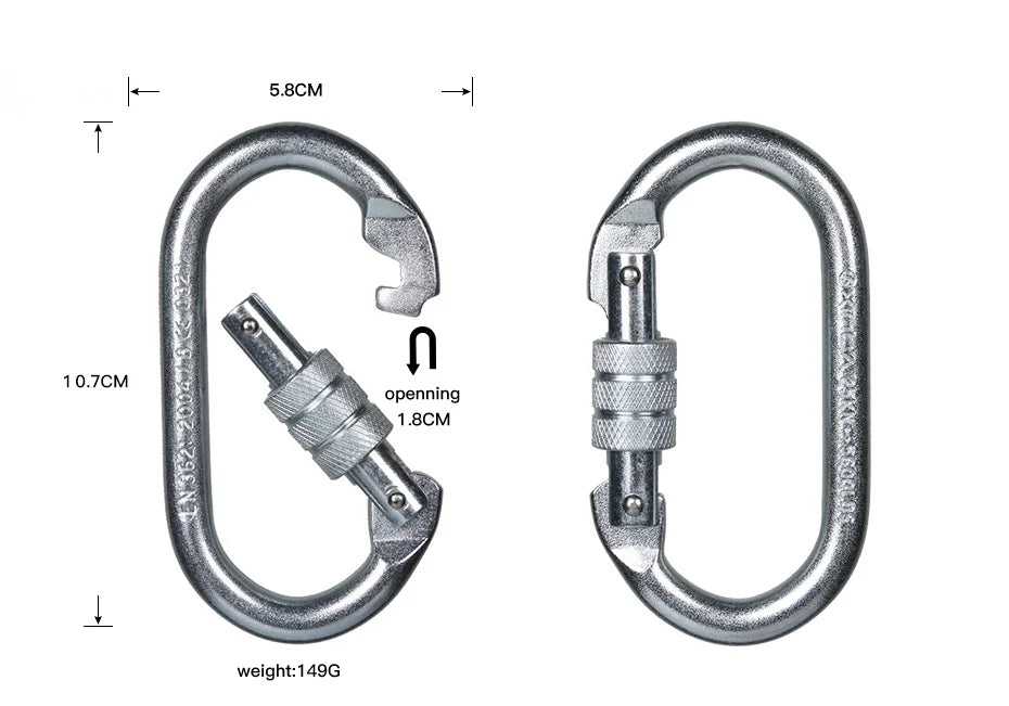 XINDA Professional Outdoor Rock Climbing  Tension Safety Supervivencia Lock Equipment Carabiner Camping Hiking Survival Kit