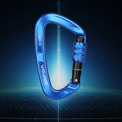 XINDA Rock Climbing Carabiner 25KN Safety D-Shape Buckle Screw Lock Spring-loaded Gate Aluminum Carabiner Outdoor Kits