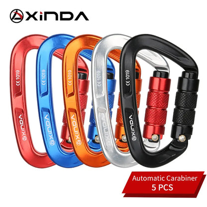 XINDA Rock Climbing Carabiner 25KN Safety D-Shape Buckle Auto Lock Spring-loaded Gate Aluminum Carabiner Outdoor Kits