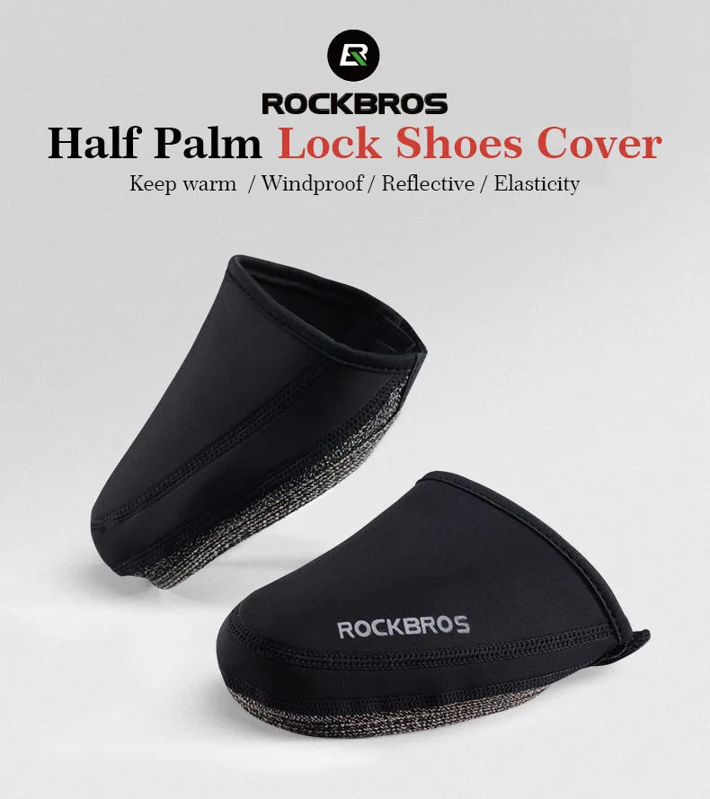 ROCKBROS Cycling Shoes Cover Windproof Abrasion Resistant Fabric Keep Warm Half Overshoe MTB Road Bicycle Shoe Covers Black
