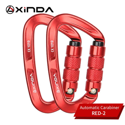 XINDA Rock Climbing Carabiner 25KN Safety D-Shape Buckle Auto Lock Spring-loaded Gate Aluminum Carabiner Outdoor Kits