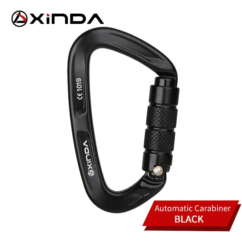 XINDA Rock Climbing Carabiner 25KN Safety D-Shape Buckle Auto Lock Spring-loaded Gate Aluminum Carabiner Outdoor Kits