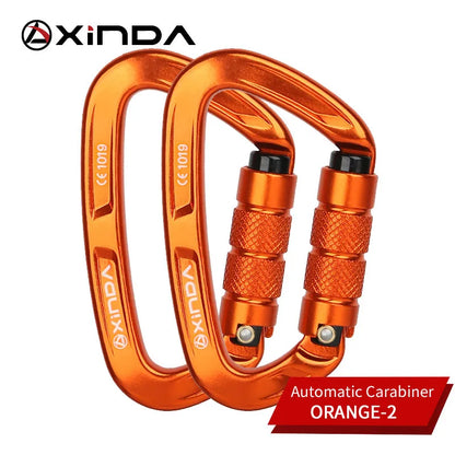 XINDA Rock Climbing Carabiner 25KN Safety D-Shape Buckle Auto Lock Spring-loaded Gate Aluminum Carabiner Outdoor Kits