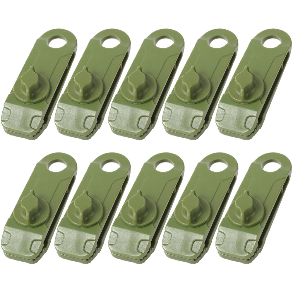 10 PCS Tent Crocodile Clip Tents Awning Wind Rope Clamp Plastic Clip Inverted Hook Design Bite Fastening for Outdoor Camping