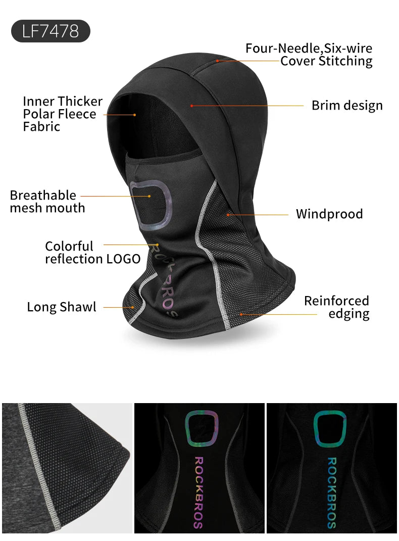 ROCKBROS Winter Ski Face Scarf Face Mask Cycling skiing running sport Training Balaclava Winderproof Bicycle Accessory