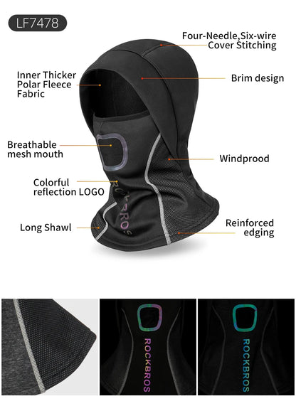 ROCKBROS Winter Ski Face Scarf Face Mask Cycling skiing running sport Training Balaclava Winderproof Bicycle Accessory