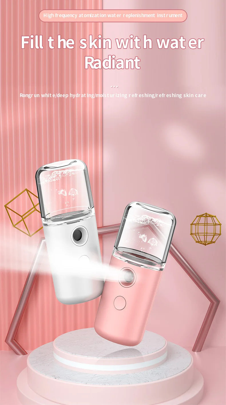 Portable Mini Air Humidifier Nano Face Steamer Facial Sprayer USB Rechargeable Nano Spray Hydry Apparatus Cold Spray Apparatus