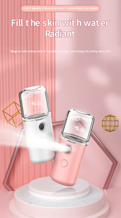 Portable Mini Air Humidifier Nano Face Steamer Facial Sprayer USB Rechargeable Nano Spray Hydry Apparatus Cold Spray Apparatus