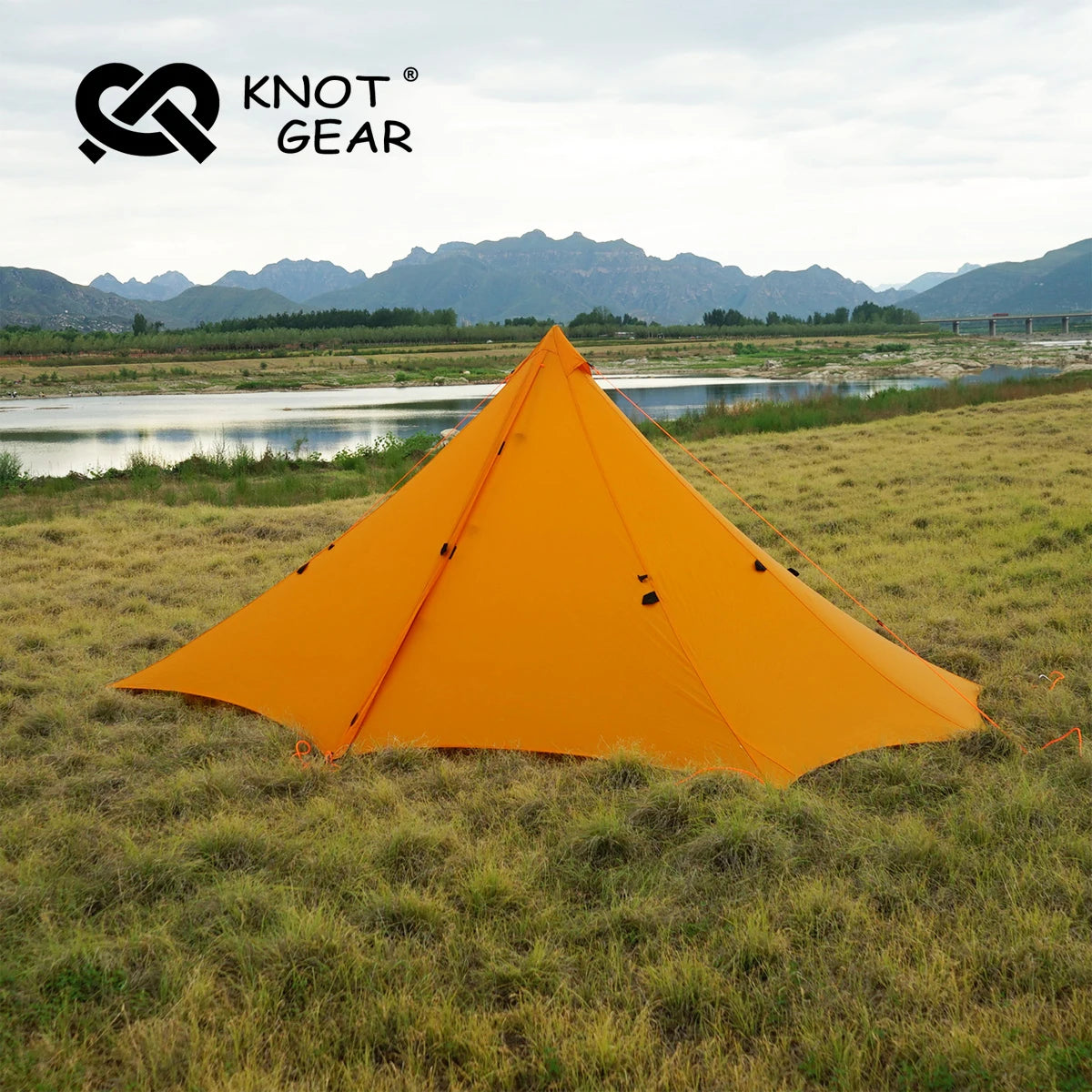 Knot 860g Ultralight Camping Rodless Pyramid Tent 4-8 Person Large Tarp 20D Nylon Both Sides Silicon Coating Outdoor Hikeburger