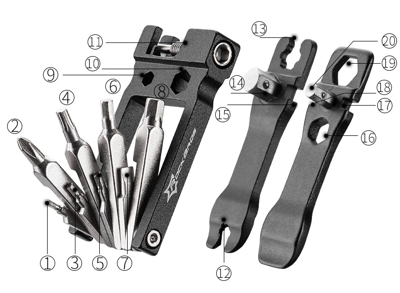 ROCKBROS Mountain Bicycle Tools Sets Bike Bicycle Repair Tools Kit Hex Spoke Wrench Mountain Cycle Screwdriver Tool 16 in 1