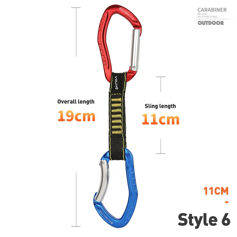 XINDA Rock Climbing Quickdraw Sling Professional Safety Lock Extenders Carabiner Mountaineer Outdoor Protect Kits