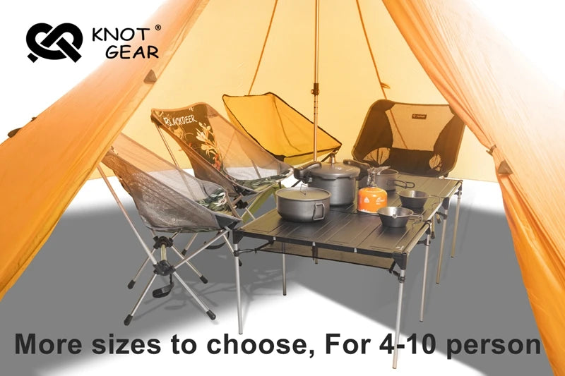 Knot 860g Ultralight Camping Rodless Pyramid Tent 4-8 Person Large Tarp 20D Nylon Both Sides Silicon Coating Outdoor Hikeburger