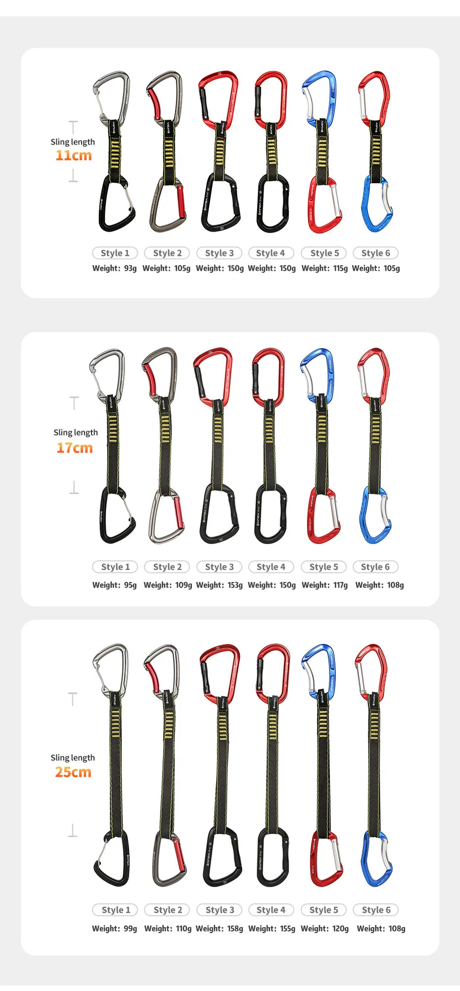 XINDA Rock Climbing Quickdraw Sling Professional Safety Lock Extenders Carabiner Mountaineer Outdoor Protect Kits