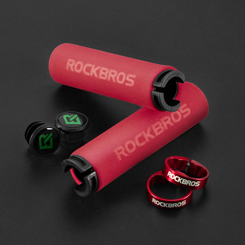 ROCKBROS Cycling Grips Bicycle Grips MTB Silicone Sponge Handlebar Grips Bike Grips Mountain Bike Bicycle Handlebars Ultraight