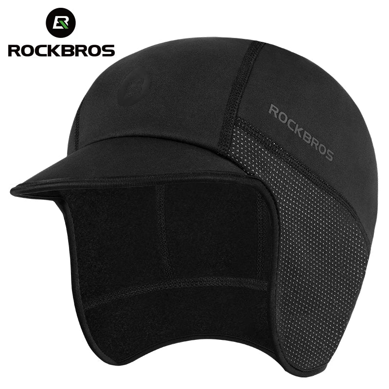ROCKBROS Cycling Cap Winter Men Women Windproof Fleece Keep Warm Hat For Motorcycle Ski Outdoor Sports Headwear Accessories