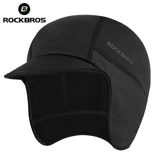 ROCKBROS Cycling Cap Winter Men Women Windproof Fleece Keep Warm Hat For Motorcycle Ski Outdoor Sports Headwear Accessories