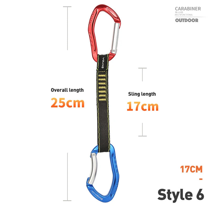 XINDA Rock Climbing Quickdraw Sling Professional Safety Lock Extenders Carabiner Mountaineer Outdoor Protect Kits