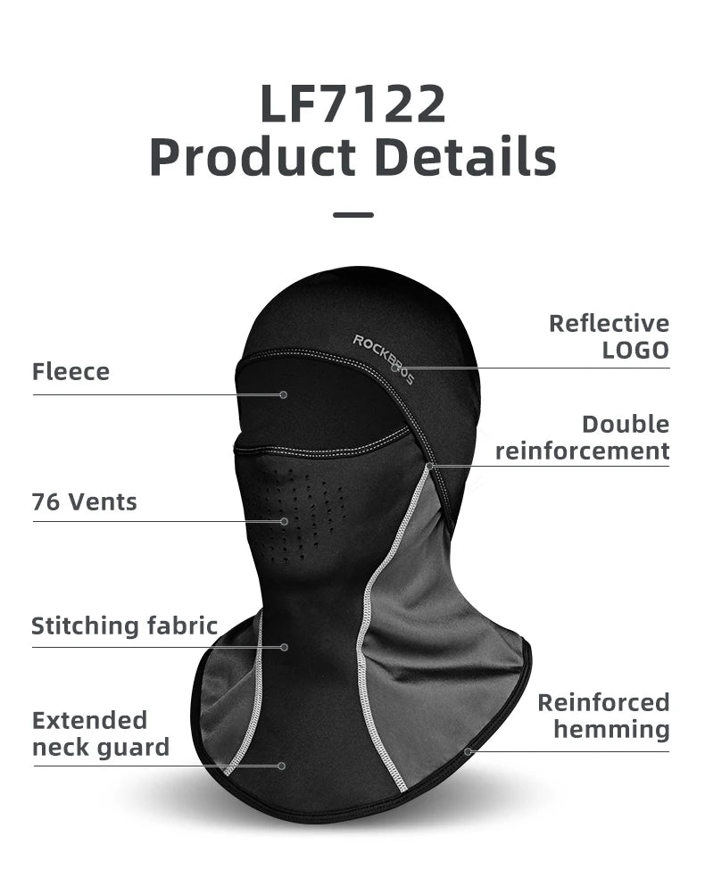 ROCKBROS Cycling Face Keep Warm Winter Climbing Hiking Fleece Thermal Windproof Balaclava Running Fishing Skiing Hat Headwear