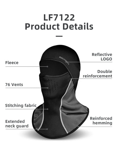 ROCKBROS Cycling Face Keep Warm Winter Climbing Hiking Fleece Thermal Windproof Balaclava Running Fishing Skiing Hat Headwear