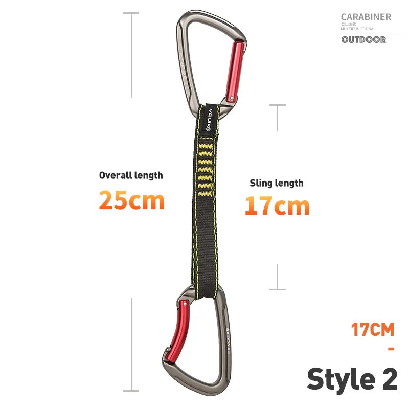 XINDA Rock Climbing Quickdraw Sling Professional Safety Lock Extenders Carabiner Mountaineer Outdoor Protect Kits