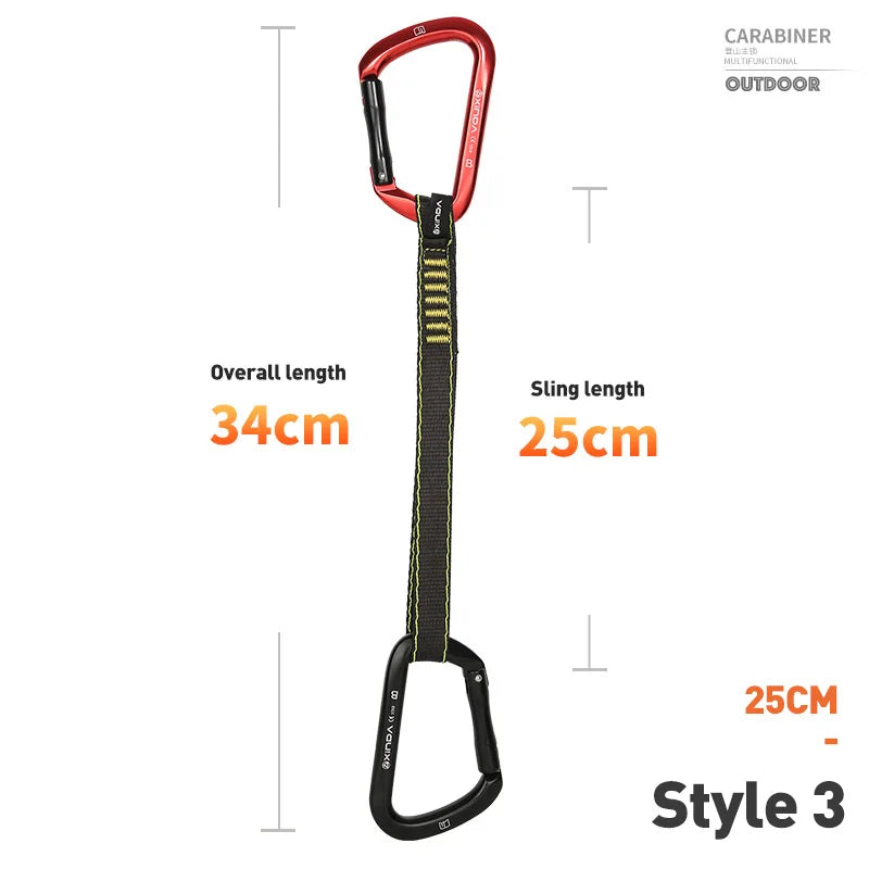 XINDA Rock Climbing Quickdraw Sling Professional Safety Lock Extenders Carabiner Mountaineer Outdoor Protect Kits