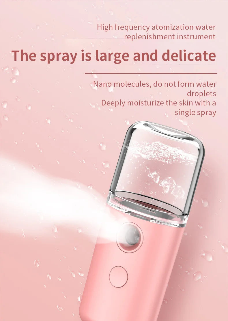 Portable Mini Air Humidifier Nano Face Steamer Facial Sprayer USB Rechargeable Nano Spray Hydry Apparatus Cold Spray Apparatus