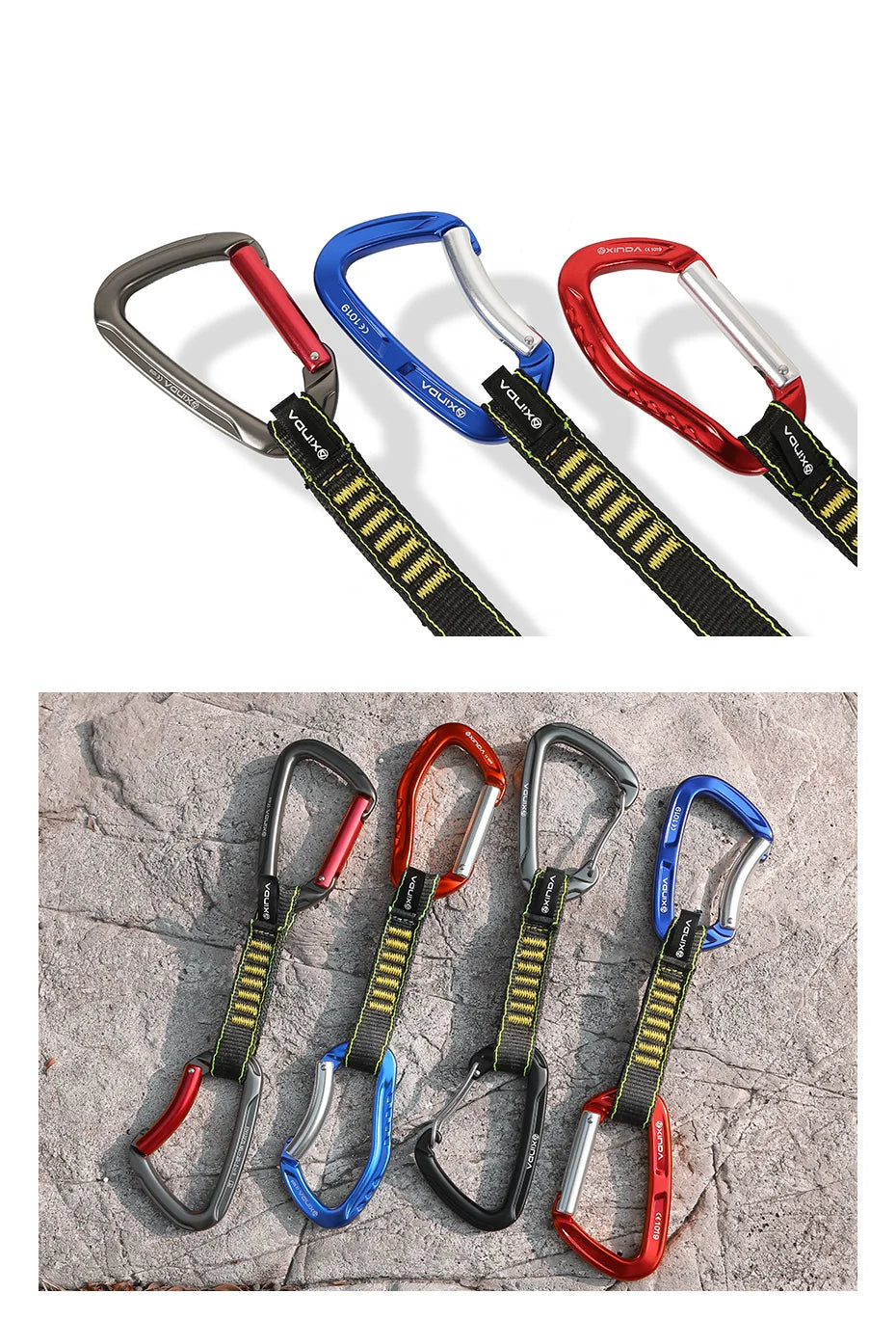 XINDA Rock Climbing Quickdraw Sling Professional Safety Lock Extenders Carabiner Mountaineer Outdoor Protect Kits