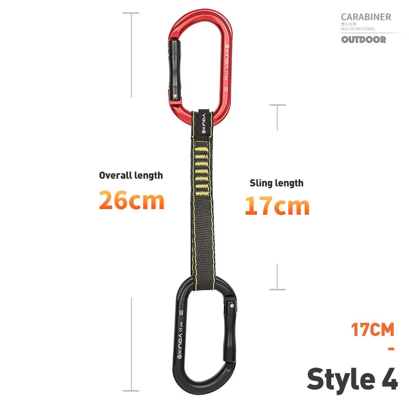 XINDA Rock Climbing Quickdraw Sling Professional Safety Lock Extenders Carabiner Mountaineer Outdoor Protect Kits