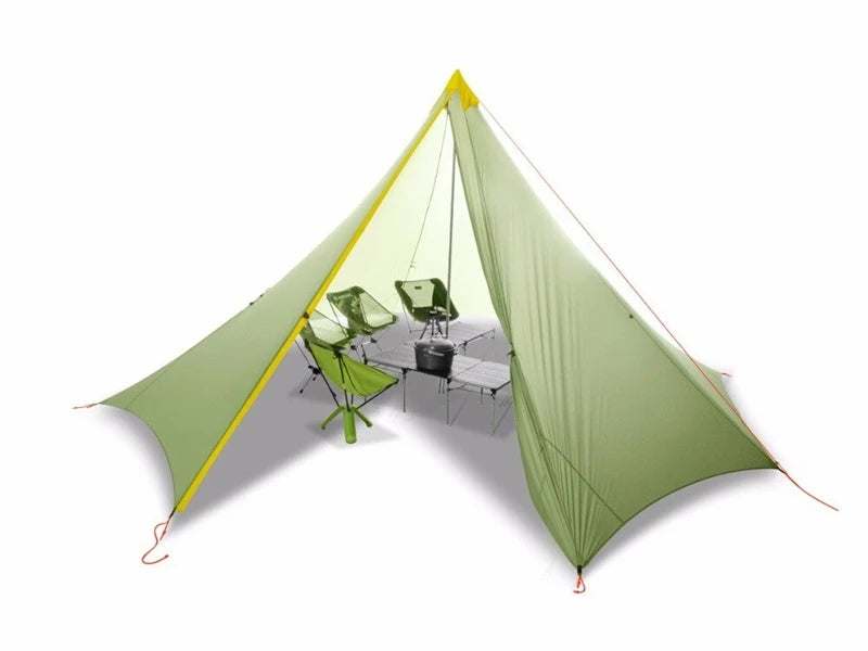 Knot 860g Ultralight Camping Rodless Pyramid Tent 4-8 Person Large Tarp 20D Nylon Both Sides Silicon Coating Outdoor Hikeburger