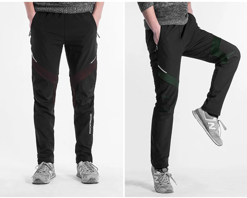 ROCKBROS Winter Cycling Pants Men Fleece Sport Reflective Trousers Keep Warm Thermal Bicycle Bike Mtb Pants Running Clothings