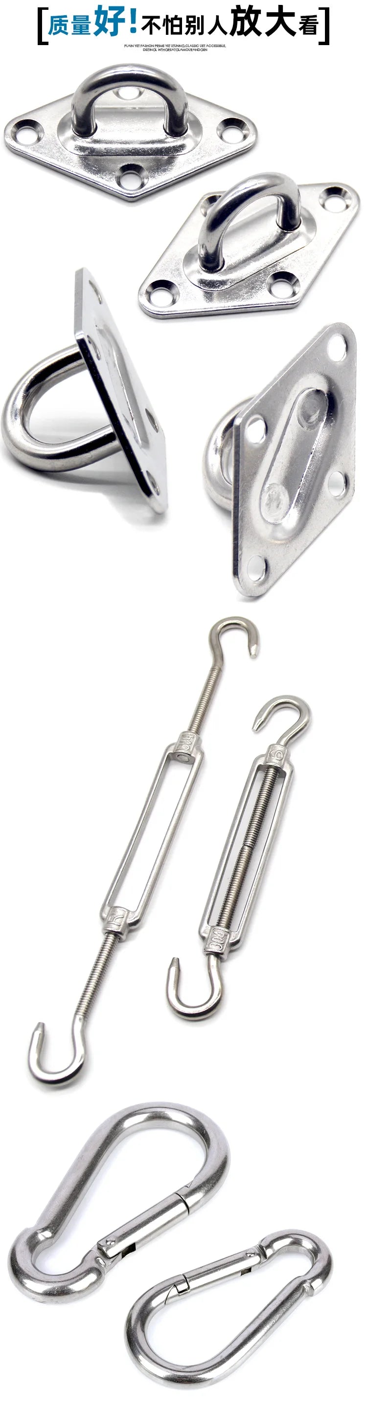 24pcs Sun Shade Sail Hardware Kit Heavy Duty Camping Tent Stainless Steel Sun Shade Sail Install Attachment Set Awning Accessory